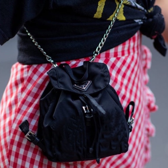 prada mini backpack with chain